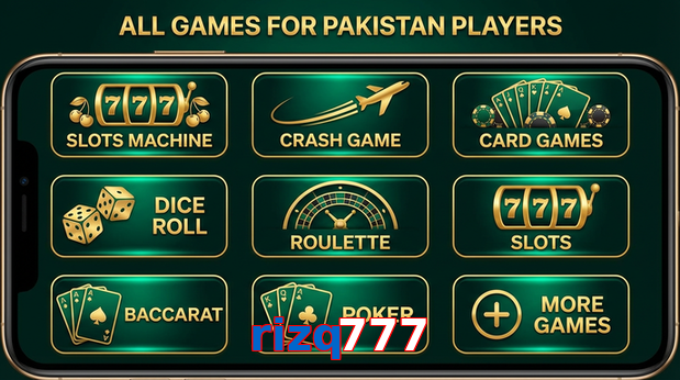 Main screen of Rizq777 games page for PK players